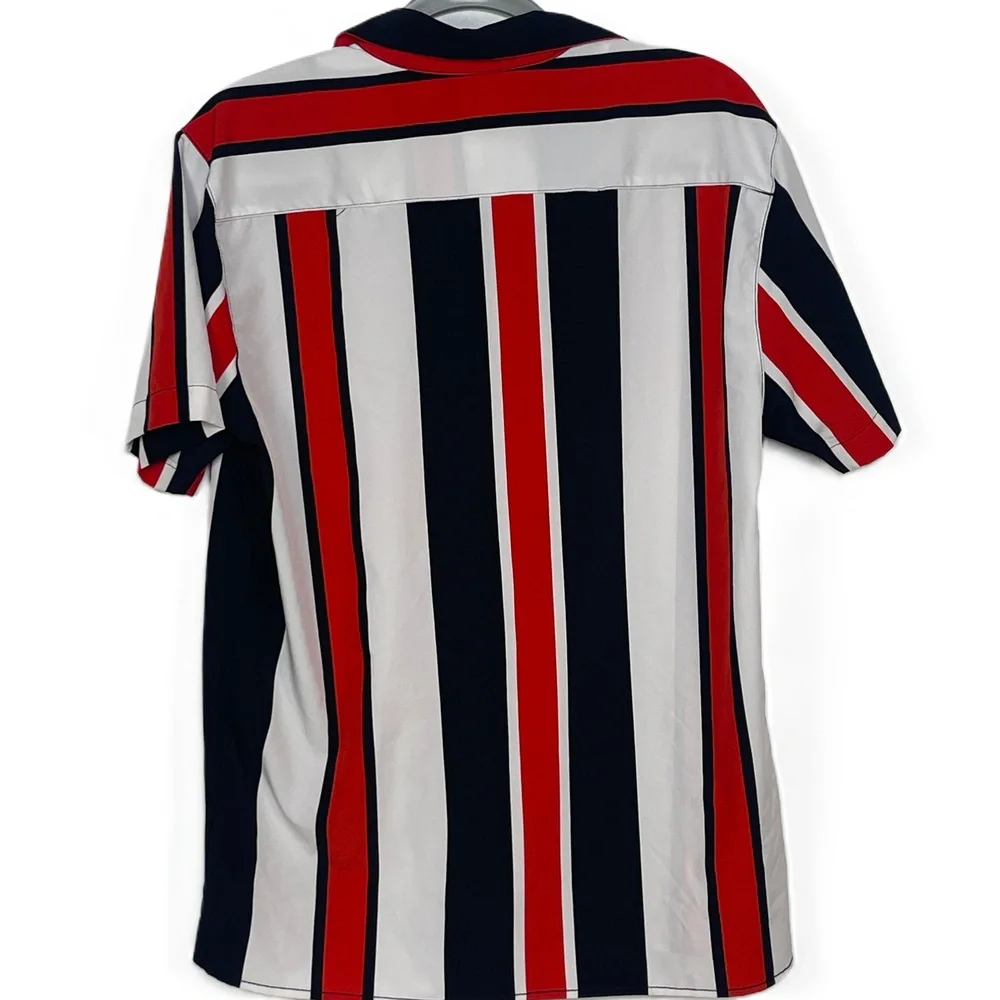 Fresh Prints of Bel-Air Drill Company Red White Black Button Up Shirt Medium - Picture 2 of 4